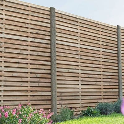 Buy the Forest 5'11 x 5'11 Pressure Treated Contemporary Double Slatted Fence Panel now A run of 5'11 x 5'11 double slatted, decorative fencing